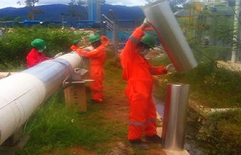 NMS field crew working on a geothermal pipeline